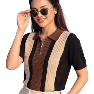 Women's Collared Neck Half Sleeve Slim Fit Casual Tee, Polo Cotton Blend T-Shirt for Women, Casual Texture Aesthetic Summer Wear